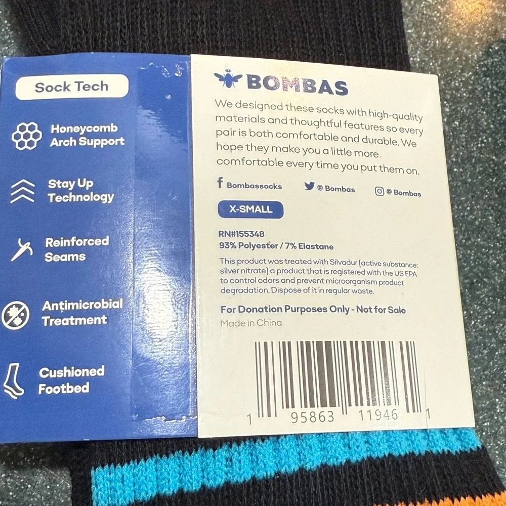 2 pairs Bombas kids size XS cushioned footbed